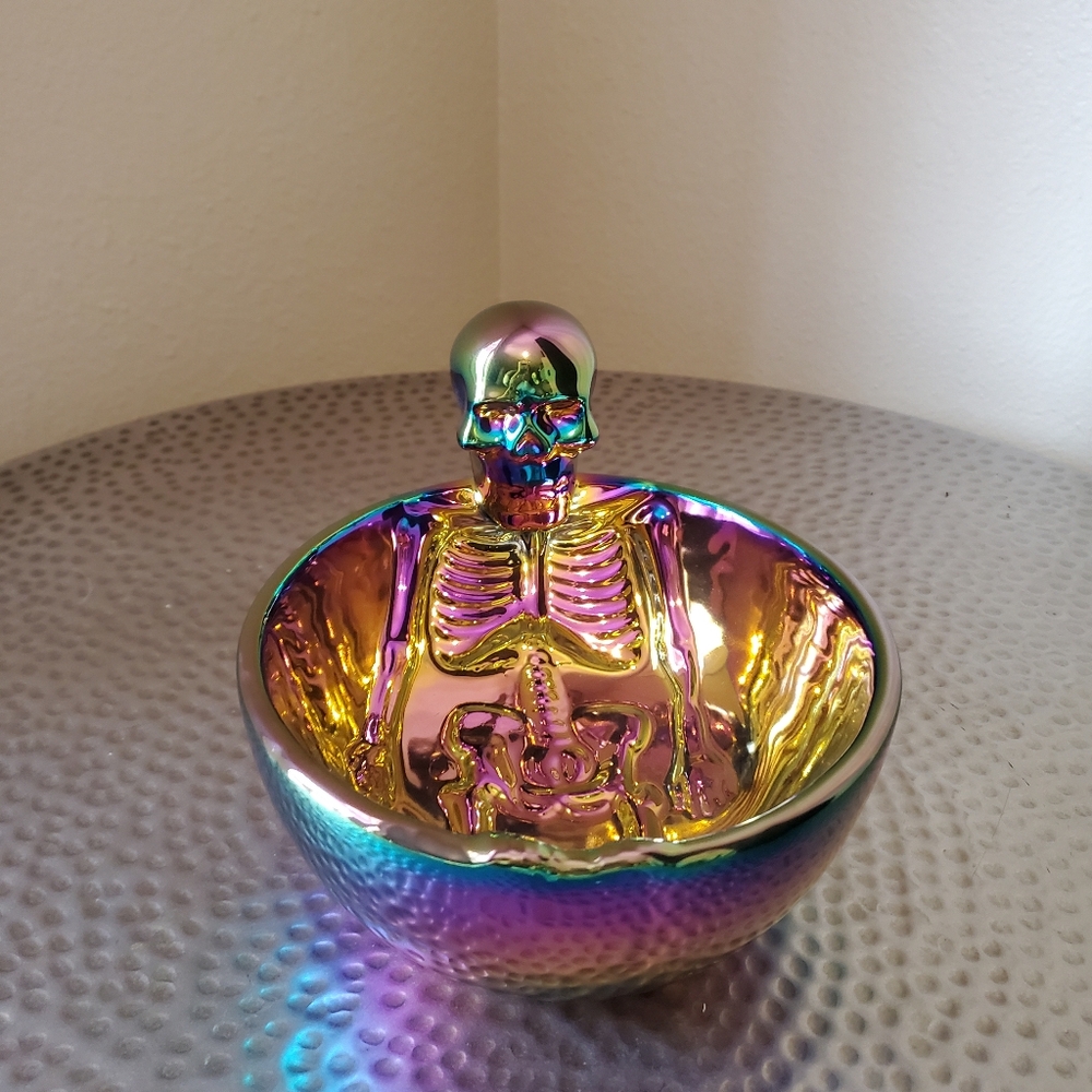 Iridescent Skeleton Metallic Bowl/Candy Dish NWT